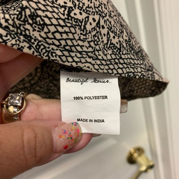 Beautiful Stories Print & Beaded Boho Peasant Tassel Blouse S - Picture 4 of 5